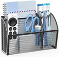 YINGHUA 3 Compartment Magnetic Metal Mesh Pen Holder, Black Desk Caddy by YINGHUA
