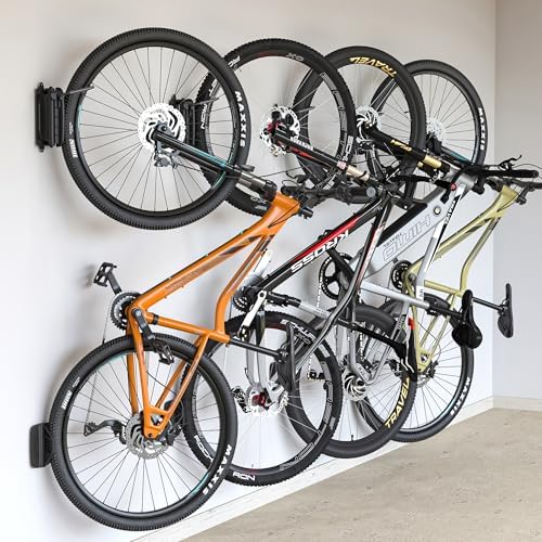 monTEK Swivel Bike Wall Mount, Vertical Bike Rack for Garage, 4 Pack, Grey by monTEK
