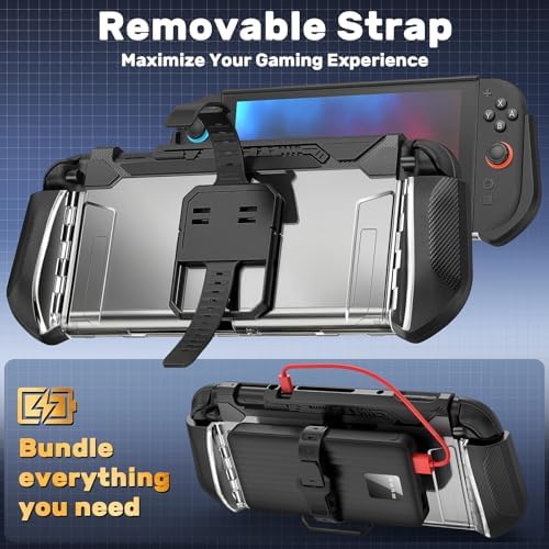 daydayup 1 Carrying Protective Slim Case Cover Compatible with Nintendo Switch 2, Protection TPU PC Material Dockable Shockproof Ergonomic Grip Kickstand for Switch 2 Console, Black - Image 3