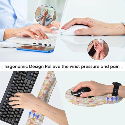 RICHEN Wrist Rest Support for Mouse Pad&Keyboard Set, 3-in-1 Computer Mousepad,Keyboard Wrist Rest and Coaster Set, Non-Slip Keyboard Wrist Rest and Mouse Pad Set Ergonomic Design (YKMWR-63) - Image 6