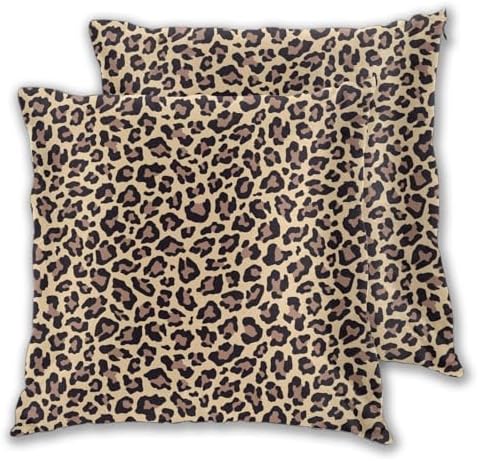 Cute Cheetah Print Pillowcase Set of 2 Brown Leopard Throw Pillow Covers Shells for Couch Office Bedroom Home Decoration, 16"X16" by Abucaky