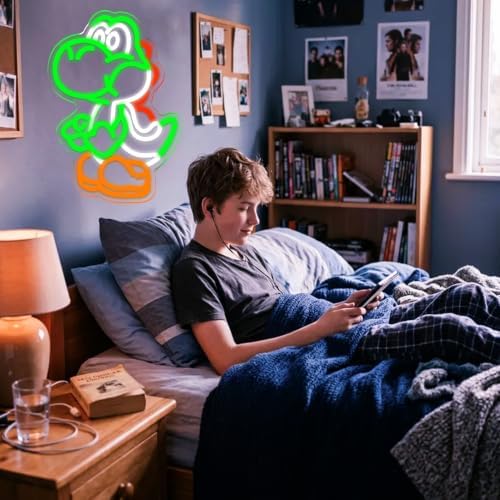 GALLIA Anime Theme Cartoon LED Neon Sign for Wall Decor, Dimmable Anime Light Up Display, Kids Bedroom Game Room Decoration, (Yoshi) - Image 4