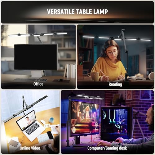 NEEWER Basics 32.5" Clip On Desktop LED Light for Home Office, 23W LED Dimmable Architect Lamp with Table Desk Clamp, 5 Light Bars, Computer Drafting Video Conference Atmosphere Lighting, DL01 - Image 5