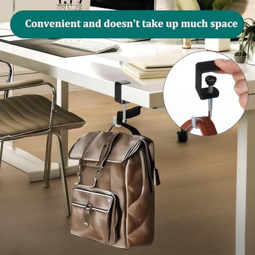 cobee Clamp-On Under Desk Hooks, Desk Mount Hanging Bag Holder Metal Hook - Image 2