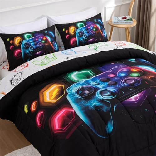 NTBED Game Console Comforter Set for Boys Girls Kids Space Universe Gaming Lightweight Microfiber Gamer Bedding Sets (Multi, Twin 5Pcs) - Image 3