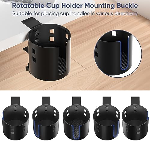 OOKUU Deeper Desk Cup Holder, Anti-Spill Cup Holder for Desk or Table, Sturdy and Durable, Easy to Install, Enough to Hold Coffee Cups, Water Bottles, Gaming PC Office Accessories, Black - Image 3