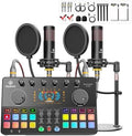M100 2‑Person Podcast Equipment Bundle,48V XLR Dual Condenser Mics by SquarockTek