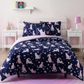 Full Size Comforter Sets for Girls - 4 Pieces Cute Cat Full Bedding Set by KaleidoSpaceHomeCollection