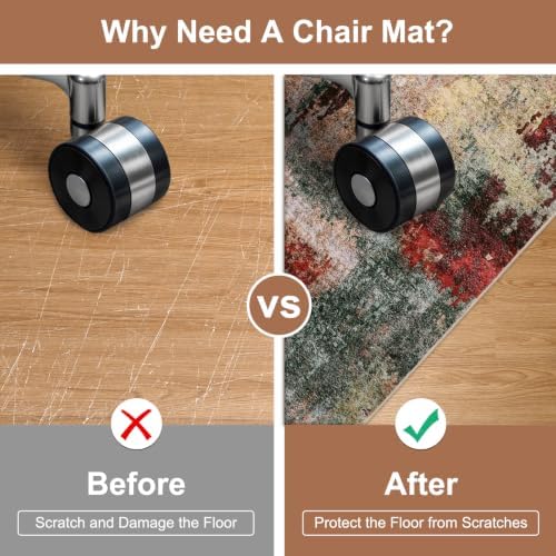 Anidaroel Office Chair Mat for Hardwood Floor, 48"x60" Under Desk Chair Rug for Rolling Chair, Anti-Slip Computer Chair Mat, Low Pile Carpets Floor Rug for Home Office Gaming Room - Image 3