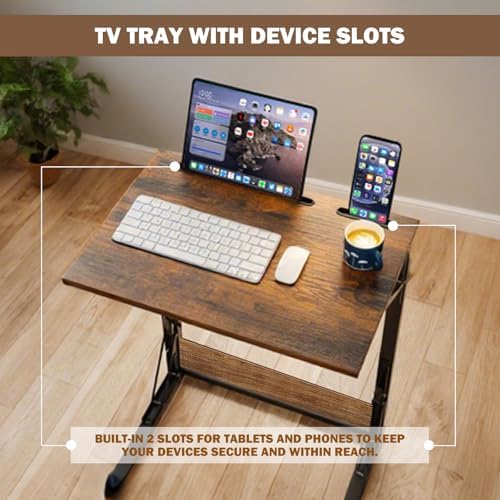 Folding TV Tray Table, Adjustable Height TV Trays for Eating on Couch - Image 4