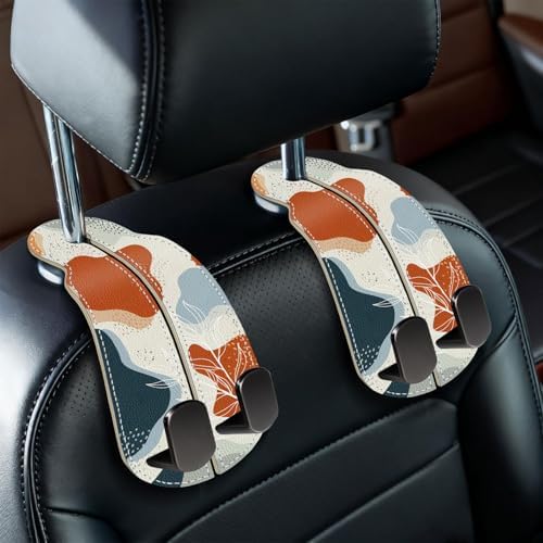 Blusabaca 2PCS Car Seat Headrest Hooks, Purses Bags Holder, Abstract Leaf by Blusabaca