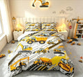 Boys Construction Comforter Set Truck Bedroom Decor for Kids Girls Under Construction Vehicles Down Comforter Nursery Children Cartoon Machinery Truck Excavator Bedding Tractor Cars Duvet Quilt,Full by Erosebridal