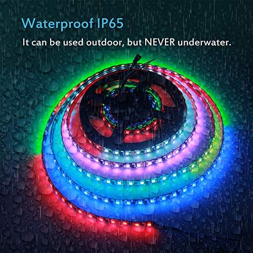 ALITOVE WS2811 RGB-IC Addressable LED Light Strip 16.4ft 300LEDs 12V LED Strip Lights Dream Color Programmable LED Pixel Rope Light Waterproof IP65 with 3M VHB Adhesive Back(No Adapter & Controller) - Image 5
