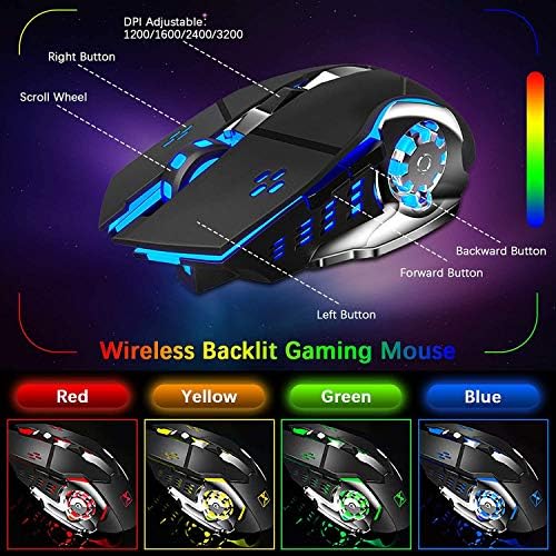Wireless Gaming Membrane Keyboard Mouse and Bluetooth Headset Kit-Black RGB - Image 4