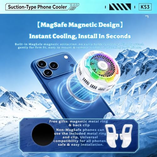 Phone Cooler for Gaming, Cell iPhone Cooling Fan Hot Weather, Portable RGB Mobile Enfriador para Celular Case, Ventilador para Telefono ipad Keep Phone Cool, for iPhone/Android Series Phone - Image 3