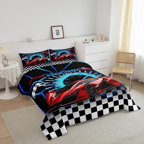 Feelyou Sports Car Queen Size Bedding Set Kids Racing Car Comforter Extreme Sports Comforter Set for Teens Cool Car Comforter Car Room Decor Car Sports Quilt Set 1 Comforter Set with 2 Pillowcase - Image 2