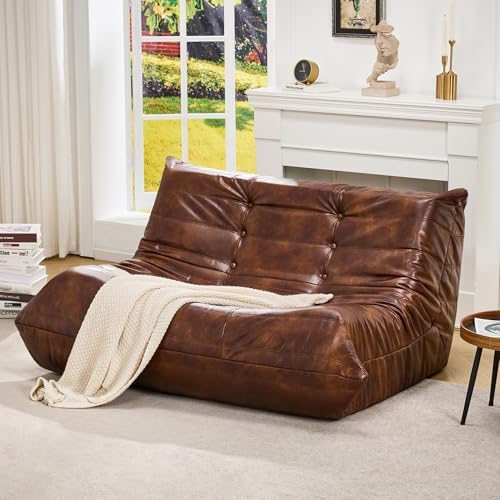 Hobestluk Bean Bag Togo Chair Memory Foam Leather Living Room Loveseat | Medium Black,Ergonomic Design,Floor Chair,Waterproof,Easy Clean,Anti-slip Bottom,No Assembly Required,For Bedroom Reading by YourHomeDeservesMore