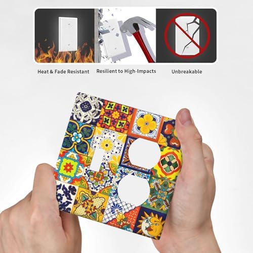 Decorative Outlet Covers Vintage Traditional Colorful Mexican Talavera Tiles Style 2 Gang Combination 1 Toggle/1 Duplex Light Switch Cover Gfci Wall Plate Electrical Receptacle Switchplate - Image 6