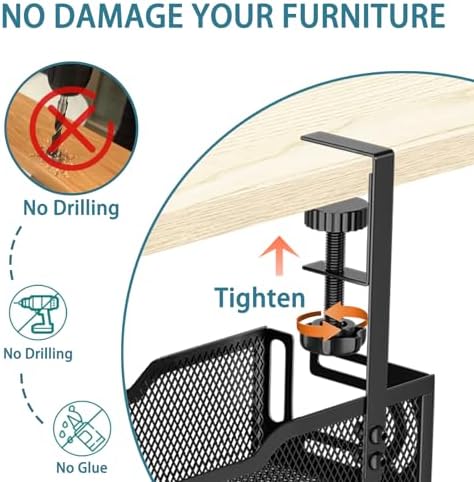 Under Desk Cable Management Tray, No Drill Mesh Cable Tray Cord Organizer - Image 7