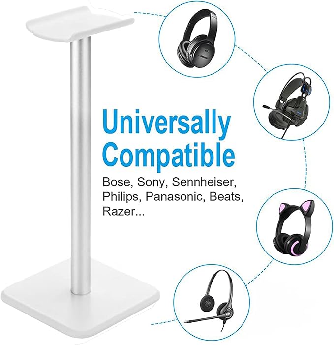 Headphone Stand Hanger, Universal Aluminum Metal Holder for AirPods Max,HyperX Cloud II,Xbox One,Turtle Beach,Sennheiser,Sony,Bose,Beats PC Gaming Headset Display&Wireless Headphones | Aluminum Supporting Bar Flexible Headrest ABS Solid Base for AirPod... - Image 4