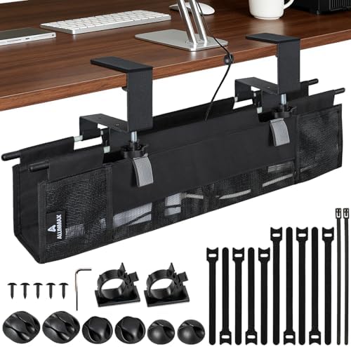Under Desk Cable Organizer, Cable Management Tray, Clamp or Screw Mount by Unknown