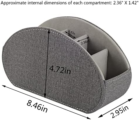 Remote Control Holder,TV Remote Caddy/Box with 5 Compartments,Bedside Table Organizer for Controller,Glasses,makeup brushes,jewelry and Media Player,Pen/Pencil Storage (Grey) - Image 5