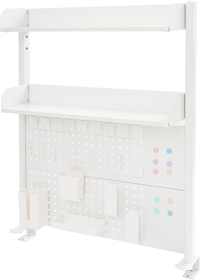 Clamp On Desk Organizer Shelf, 31.5" x 37" Desk Extender Pegboard Bookshelf Workstation Computer Desk Accessories with Shelf for Office, Privacy Panel for Gaming Desk (White, 31.5"W x 37.4"H) by Lemoeyes