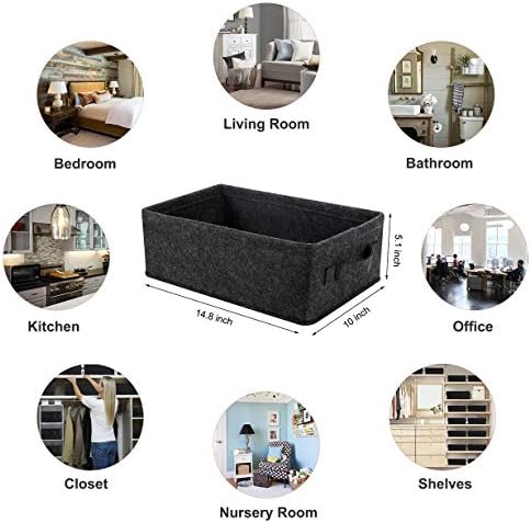 Long Gray Storage Baskets Narrow Storage Basket Organizer Storage Bins for Small Toys Keys Make Up Hair Cosmetic Drawer Home Decor Storage Basket Decorative Storage Bin - Image 3