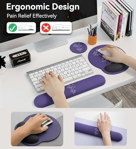Mouse Pad with Keyboard Wrist Rest,Ergonomic Mousepad Support Set - Image 3