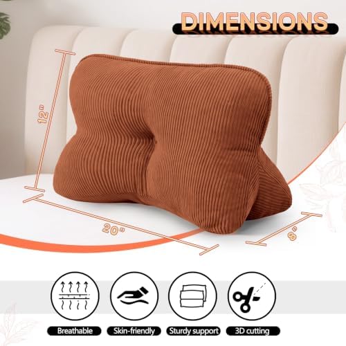 Lumbar Support Pillow Back Pain – Corduroy Reading Pillow Bed Sofa Chair - Image 2