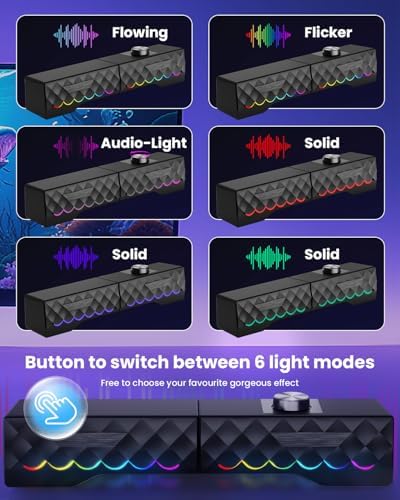 PC Speakers - 2 in 1 Detachable Computer Speakers with LED for Dynamic and Cool Gaming - Gaming Speakers with USB Cable for Desktop PC, Monitor, Laptop, Gaming Equipment - Image 3
