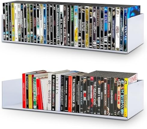 U Shape Floating Shelves Wall Mount Metal Bookshelf CD DVD Storage Display Shelves, White Set of 2 by Patioer