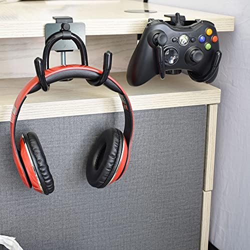 YYST Desk Mount Game Controller Holder Clamp On Hanger Holder Storage Rack for PS3/PS4/PS5/Xbox 360/Xbox One/S/X/Elite/Series S/Series X Controller, Pro Controller,etc-No Game Controller-Black - Image 5