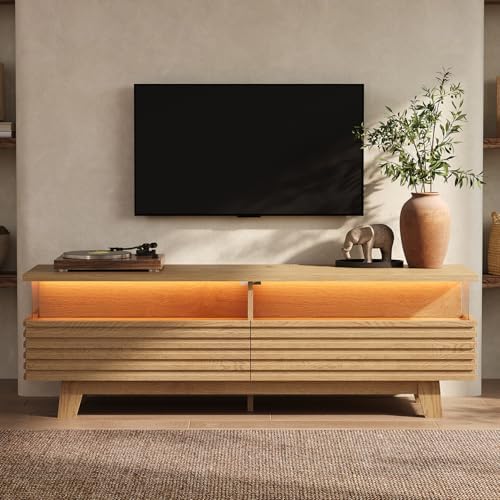 HAUOMS TV Stand for Living Room with Cable Management, Hidden Power Station by HAUOMS