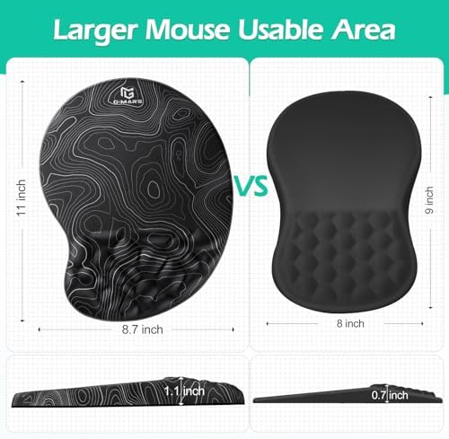 Gimars Upgrade Ergonomic Mouse Pad Wrist Rest with Memory Foam Massage Bump, Enlarge [ 30% Larger Moving Space] Mouse Pad Wrist Support with Nonslip PU Base for Laptop, Computer, Gaming & Office - Image 2
