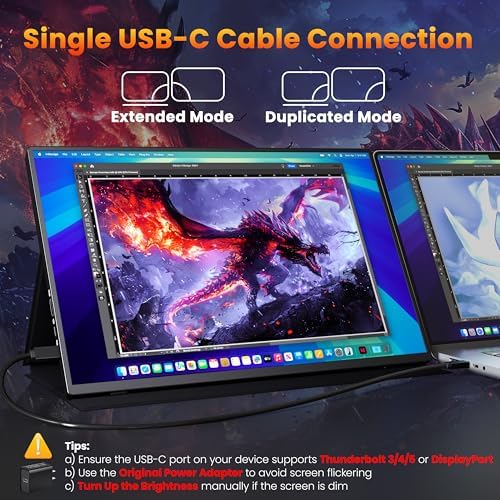 Upperizon Portable Monitor 16 inch 2K QHD 2560x1600 106% sRGB, 144Hz USB-C, 120Hz HDMI, HDR Travel Monitor for Laptop Mac PC Surface PS5 Xbox, External Display with Cover & Speakers, VESA Compatible - Image 2