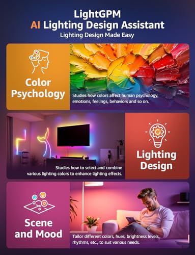Lepro WL1 AI Smart RGB Wall Lights with LightBeats Music Sync, Personalized AI Lighting Designer, Voice Control Via App, Wi-Fi & Bluetooth LED Light Bars, 8 Pcs with 4 Corners - Image 5