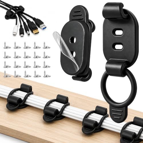20 Pack Cable Management Clips, Adhesive Cord Holder Organizer by ELECTRONICSORGANIZATION