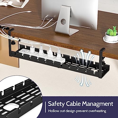 Shikha 2 Pack Cable Management Under Desk, 15.7"-31" Retractable Cable Management Tray, No Drilling Cord Organizer with Clamp for Desk, Under Table Wire Management Tray for Home Office - Image 7