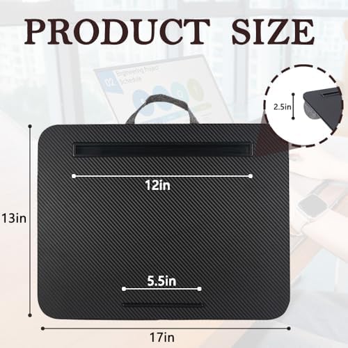 Portable Laptop Desk Fits Up to 16“ Laptops, with Tablet Slot, Built-in Cushion, Great for Home & Office,Lap Desk for Laptop,Lap Desk with Cushion (Black, Medium) - Image 2