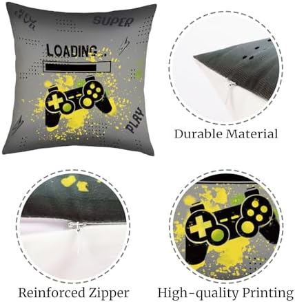 20x20 Set of 4 Gamer Room Video Game Throw Pillow Cushion Covers - Image 6