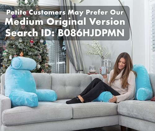 Husband Pillow XXL The Original for Adults - 30" Tall Backrest for Sitting Up in Bed - Firm Support Reading, Bed Rest Pillow for Adult, Neck Roll, Removable Cover - TV - Carolina Blue - Image 6