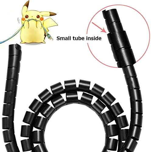 Black Computer Cable Management Sleeves Value Pack, Large 1.1" Pet Proof Cable Cover for Wires and 0.87" Cord Organizer Tube for Home TV Office Organization - Image 2