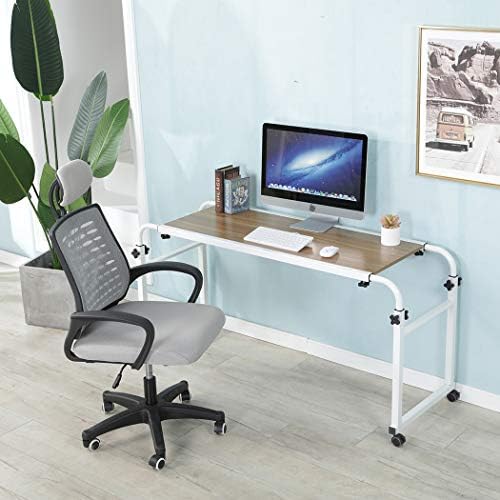 TigerDad Adjustable Overbed Table with Wheels, Mobile Laptop Desk on Wheels for King Queen Bed, Height Adjustable Rolling Computer Cart with Stand, Ancient Oak - Image 6