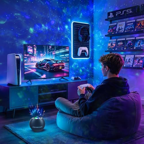 One Fire 360 Game Lights Galaxy Projector Gaming Accessories Gaming Room Decor Green Star Bluetooth Speaker+15 White Noise Man Cave Accessories Cool Gifts for Men Birthday Gift Cool Stuff for Teen Boy - Image 3