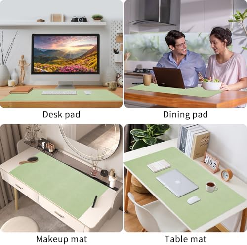 Bloss Green Desk Mat, Mouse Pad, Waterproof Leather Desk Pad, Desk Matt for Desktop, Non-Slip Desk Pad Mat for Office Work/Home (27.6 x 13.8 Inches) - Image 2