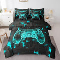 Erosebridal Video Games Bedding Set Queen 7 Piece,Modern Gamer Comforter Set with Sheets | Gamepad Bed in A Bag for Kids Boys Teens Bedroom, Player Gaming Console Bed Sets, Teal Black by Erosebridal
