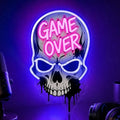Game Over Skull Neon Sign LED Neon Light USB Dimmable Gaming Room Decor by Mvorixa