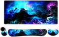 AIMSA Keyboard Mouse Pad Wrist Rest Set, Extended Desk Mat+ Ergonomic Mouse Pad with Wrist Rest+ Keyboard Wrist Support+ Coaster, 35x15.7in Large Mousepad for Home Office, Nebula Galaxy by AIMSA