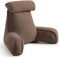 Reading Pillow for Sitting Up in Bed with Arms, Corduroy Back Support Cushion with Side Pockets & Washable Cover, Bed Rest Pillow for Sofa Reading, Relaxing & Watching TV, Chocolate by Ailuteie